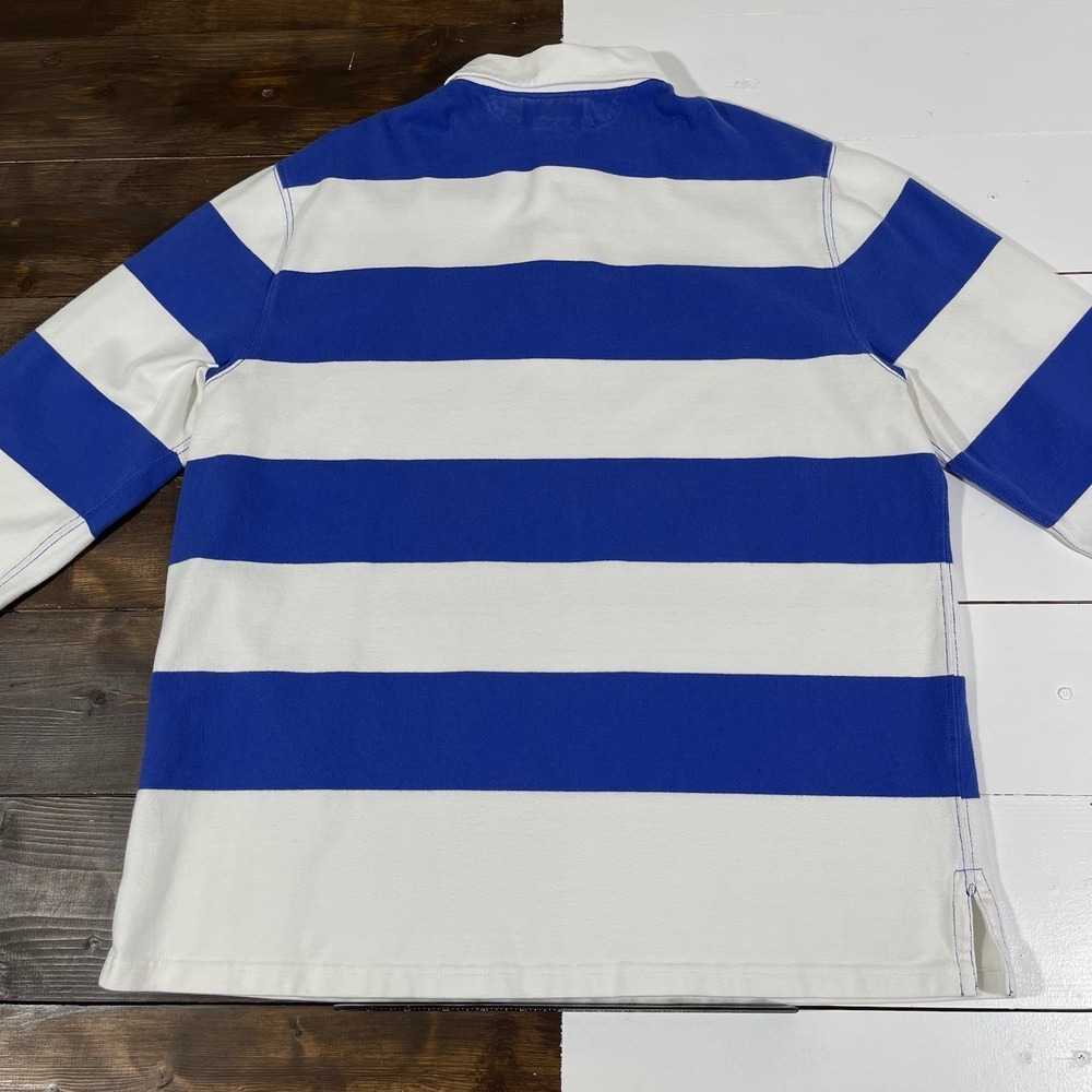 Vintage 90s Polo Ralph Lauren Rugby Shirt Men's Sz XL Royal Blue White Stripe - Picture 3 of 8